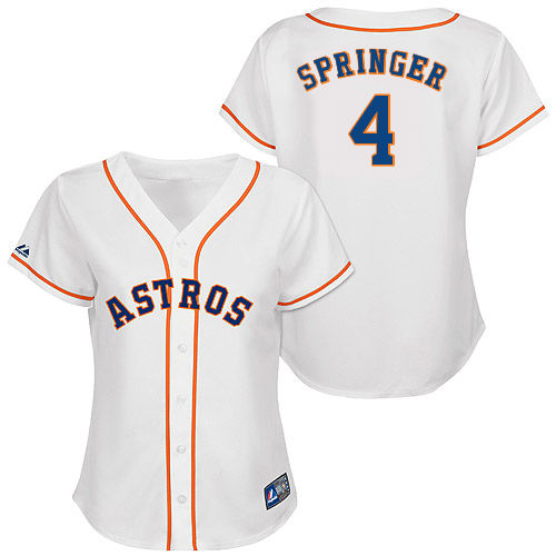 George Springer #4 mlb Jersey-Houston Astros Women's Authentic Home White Cool Base Baseball Jersey